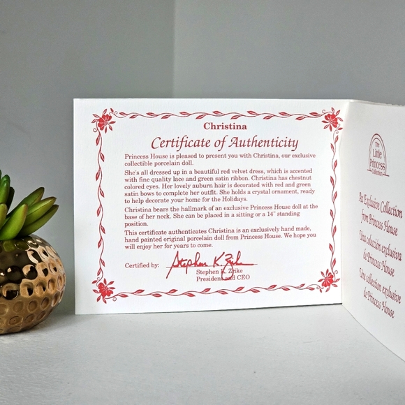 1992 Princess House “Christina” Porcelain Collector Doll Christmas #682 - Picture 6 of 11